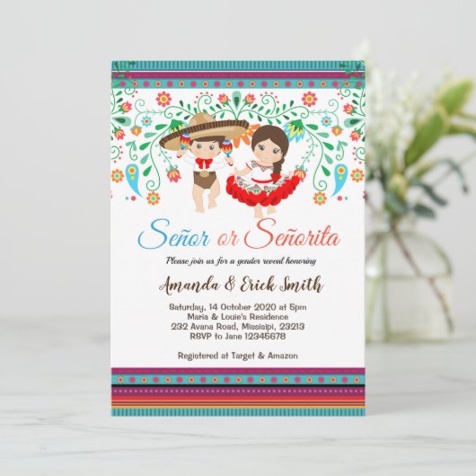 Senor of Senorita Gender Reopenbaarmakingsuitnodig Kaart (Staand voorkant)