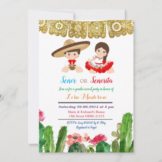 Señor of Señorita Geslacht onthullen uitnodiging F (Voorkant)