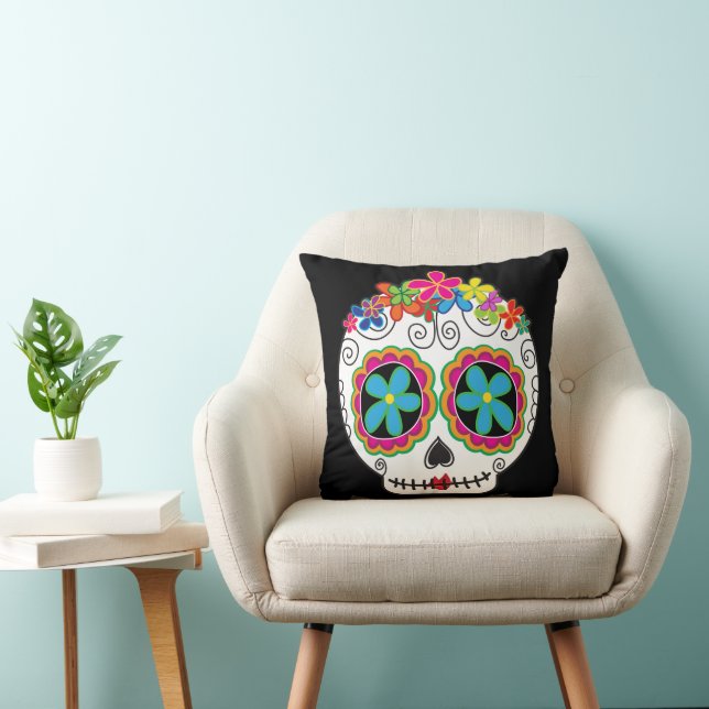 Señorita Calavera Dag van de Dode Suikerschedel Kussen (Stoel)