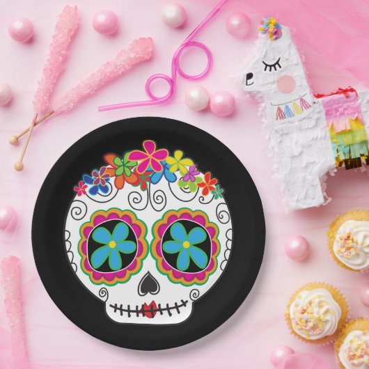 Señorita Calavera Dag van de Dode Suikerschedel Papieren Bordje (Feest)