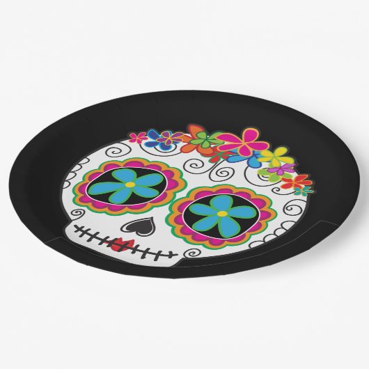 Señorita Calavera Dag van de Dode Suikerschedel Papieren Bordje (Gekanteld)