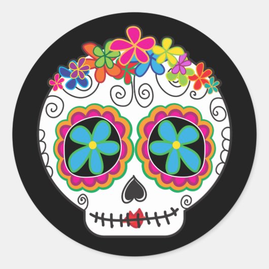 Señorita Calavera Ronde Sticker (Voorkant)