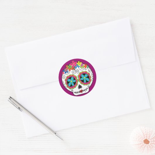 Señorita Calavera Ronde Sticker (Envelop)