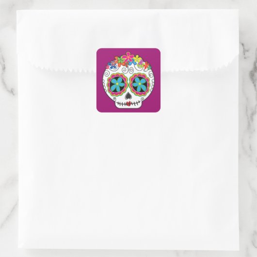 Señorita Calavera Vierkante Sticker (Tas)