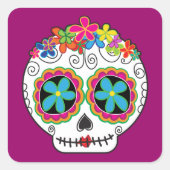 Señorita Calavera Vierkante Sticker (Voorkant)