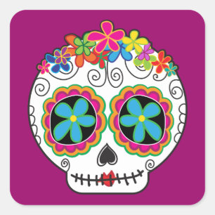 Señorita Calavera Vierkante Sticker