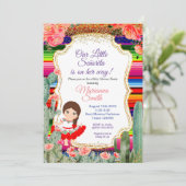 Senorita Fiesta Baby shower Gold Girl Invitation Kaart (Staand voorkant)