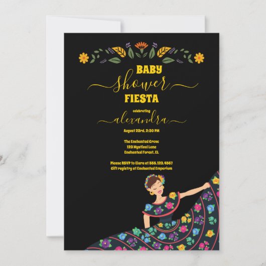 Senorita Fiesta Baby shower Mexicaanse Bloemen Kaart (Voorkant)