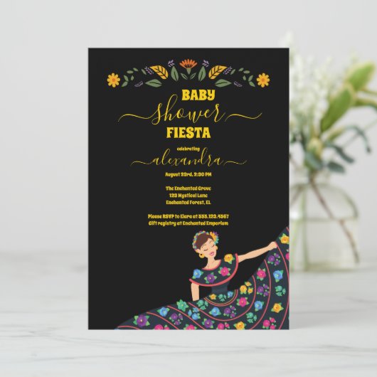 Senorita Fiesta Baby shower Mexicaanse Bloemen Kaart (Staand voorkant)