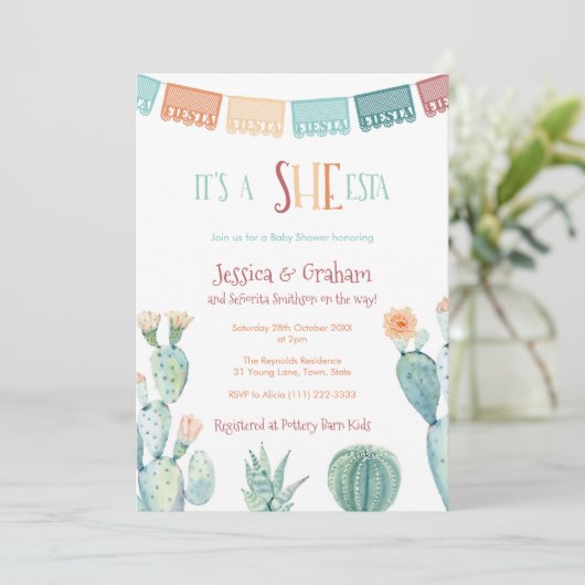 Señorita over hoe zij het Baby shower van het meis Kaart (Staand voorkant)