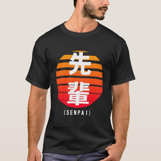 Senpai Kanji Script Tachtiger Look T-shirt (Voorkant)
