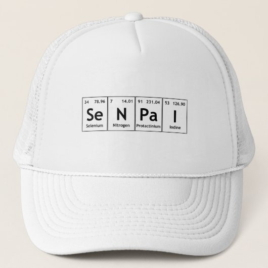 SeNPaI Periodic Table Element Word Chemistry Atomi Trucker Pet (Voorkant)