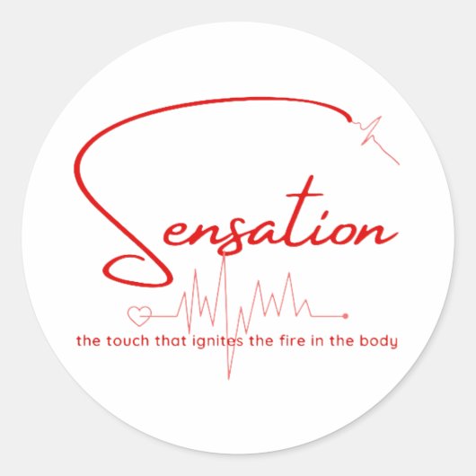 Sensation Pulse Hartlijn Ronde Sticker (Voorkant)