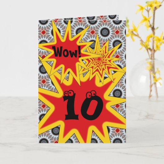 Sensational10th Birthday Starburst Celebration Kaart (Gele Bloem)