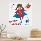 Sensational Girl Superheld Birthday Fantastic Poster (Keuken)