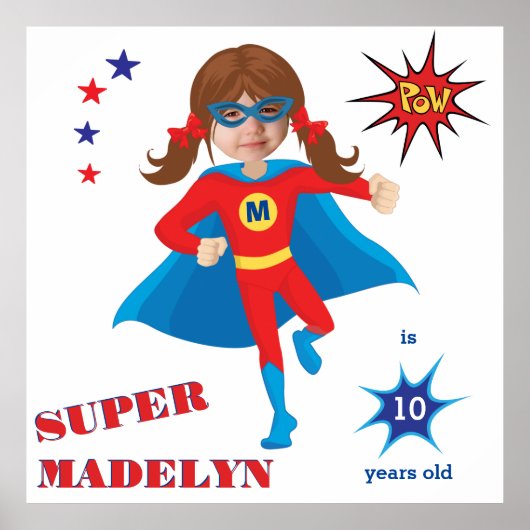 Sensational Girl Superheld Birthday Fantastic Poster (Voorkant)