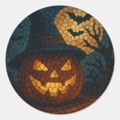 Sensational Mosaic Pumpkin Halloween Ronde Sticker (Voorkant)