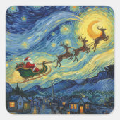 Sensational Van Gogh-esque Santa Rudolph Vierkante Sticker (Voorkant)