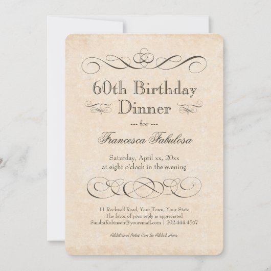 Sensationeel 60 verjaardagsdiner kaart (Achterkant)