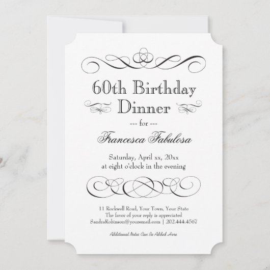 Sensationeel 60 verjaardagsdiner kaart (Achterkant)