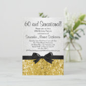 Sensationeel Gouden Sparkle Bow 60ste Verjaardagsf Kaart (Staand voorkant)