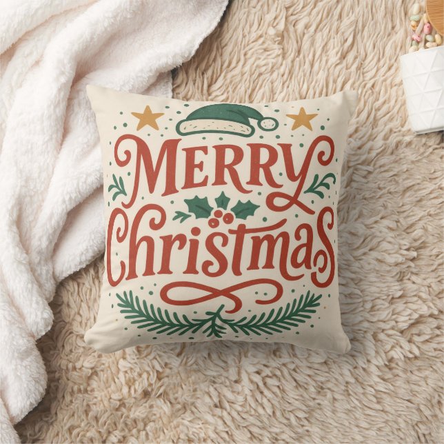 Sensationele Merry Christmas-typografie Kussen (Deken)
