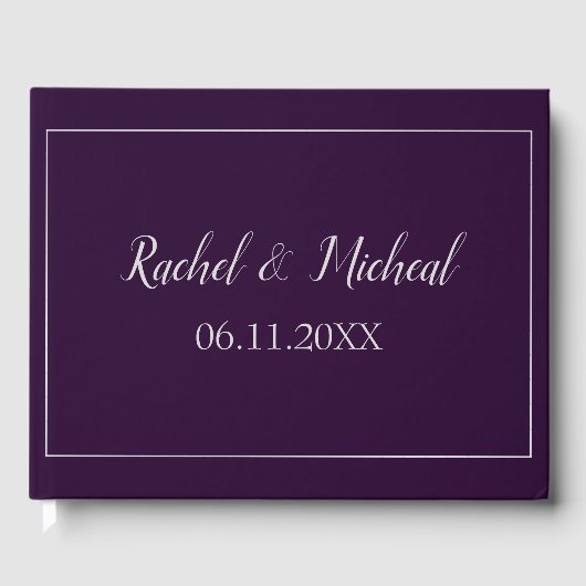 Sensationele Paarse en zilveren thema bruiloft Gastenboek (Voorkant)