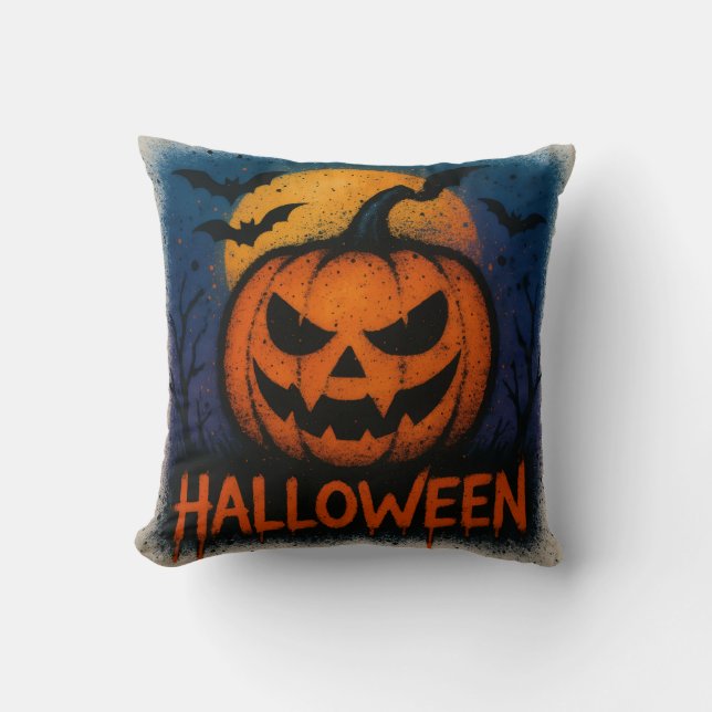 Sensationele Spray Kunst Pompoen Halloween Kussen (Voorkant)