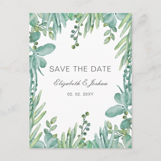 Sensationele Succulenten Bruiloft Save the Date Aankondigingskaart (Voorkant)