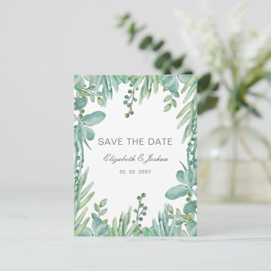 Sensationele Succulenten Bruiloft Save the Date Aankondigingskaart (Staand voorkant)