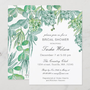 Sensationele Succulents Bridal Shower Invitations Kaart