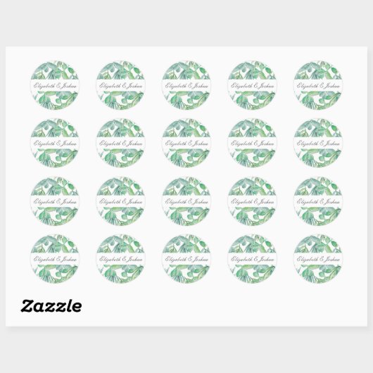 Sensationele Succulents Wedding Ronde Sticker (Vel)