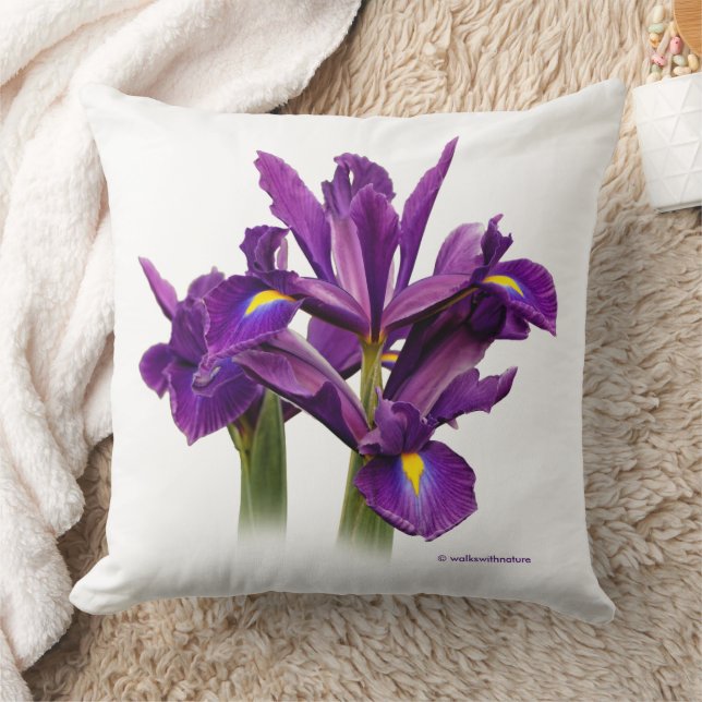 Senscenering in Floral Dutch Iris Paars Kussen (Deken)