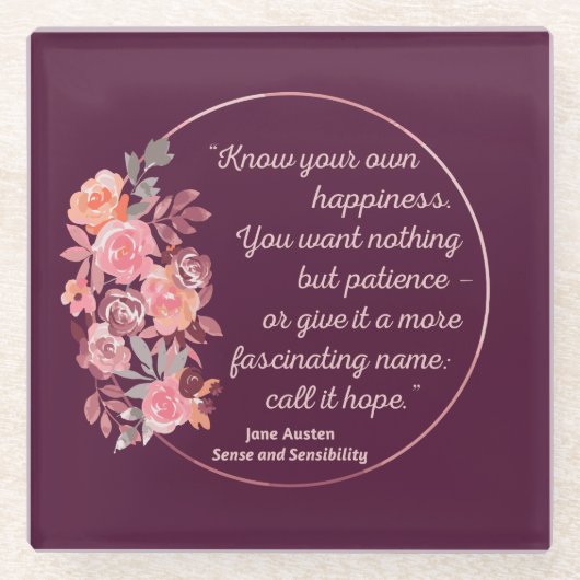 Sense and Sensibility Quote I - Cute Style Glazen Onderzetter (Voorkant)