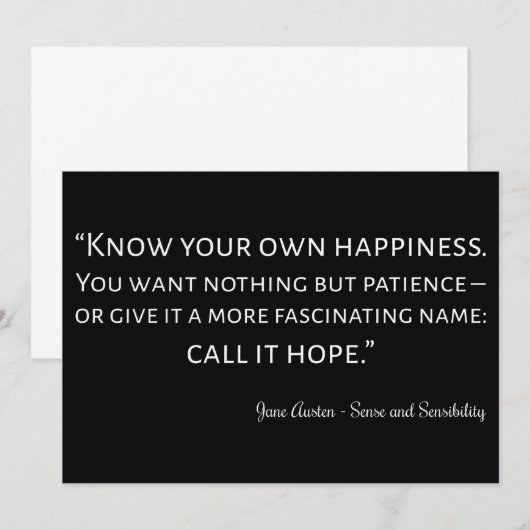 Sense and Sensibility Quote I Kaart (Voorkant / Achterkant)