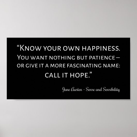 Sense and Sensibility Quote I Poster (Voorkant)