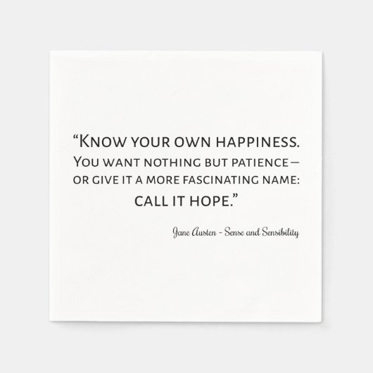 Sense And Sensibility Quote I Servet (Voorkant)