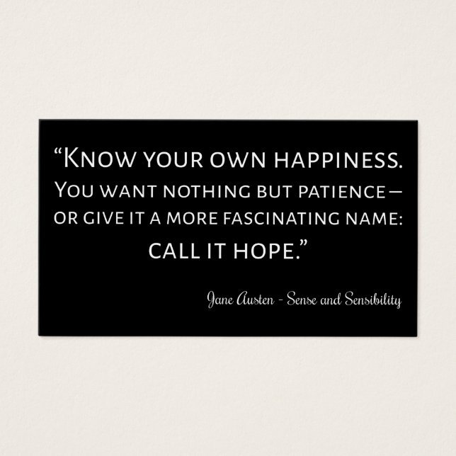 Sense and Sensibility Quote I Visitekaartje (Voorkant)