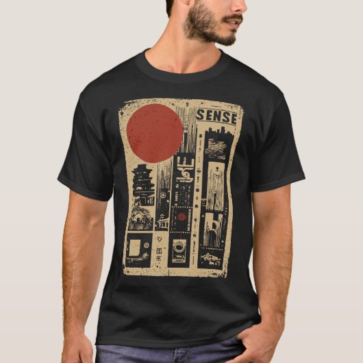 SENSE Stedelijk Japans stadsgezicht | Retro Grunge T-shirt (Voorkant)