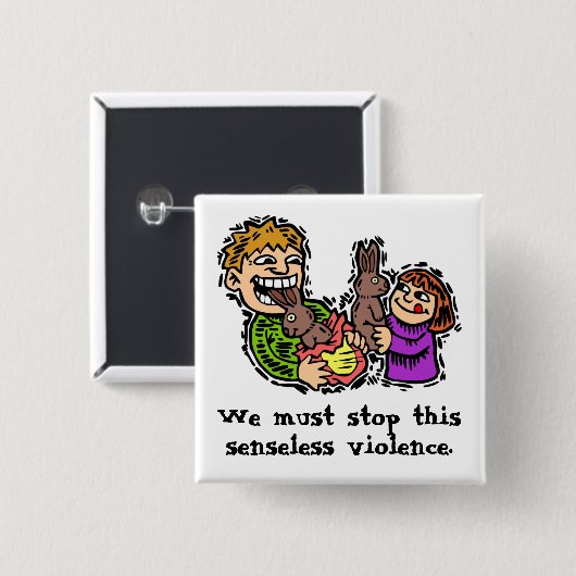 Senseless Bunny Violence Vierkante Button 5,1 Cm (Voorkant /achterkant)