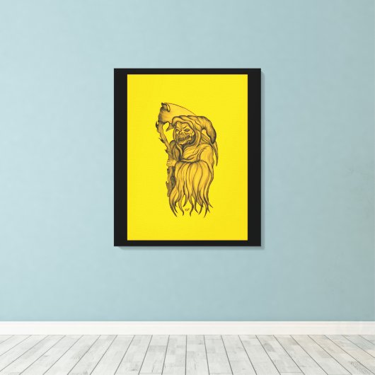 Sensenmann - De dood Canvas Afdruk (Insitu (Houten vloer))