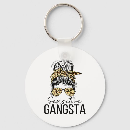 Sensitive Gangsta Gangster Funny Meme Saying Quote Sleutelhanger (Voorkant)