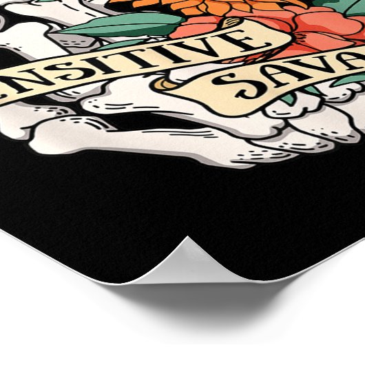 Sensitive Savage Flower Skeleton Dead Inside Motiv Poster (Hoek)