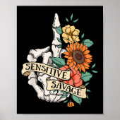 Sensitive Savage Flower Skeleton Dead Inside Motiv Poster (Voorkant)