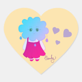 Sensível Azul Emotivo Núvem Cloudy Arte Conceitual Hart Sticker