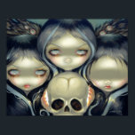 Sensless Prophecy ART PRINT pop surrealisme<br><div class="desc">Drie rare zussen. Geïnspireerd door de Stierenheksen van de Griekse mythologie en de profezende zusters van de Macbeth van Shakespeare - deze trio is ontegenzeggelijk en wonderlijk griezelig. Iedereen mist een sleutelgevoel (ogen/neus/mond) dat ze lijken te vertrouwen op donkere magie om het tweede zicht te krijgen. De titel maakt me...</div>