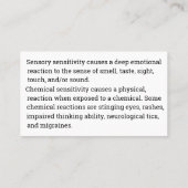 Sensorische of chemische gevoeligheid visitekaartje (Achterkant)