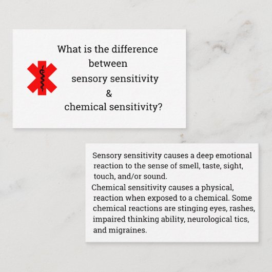 Sensorische of chemische gevoeligheid visitekaartje (Voorkant / Achterkant)