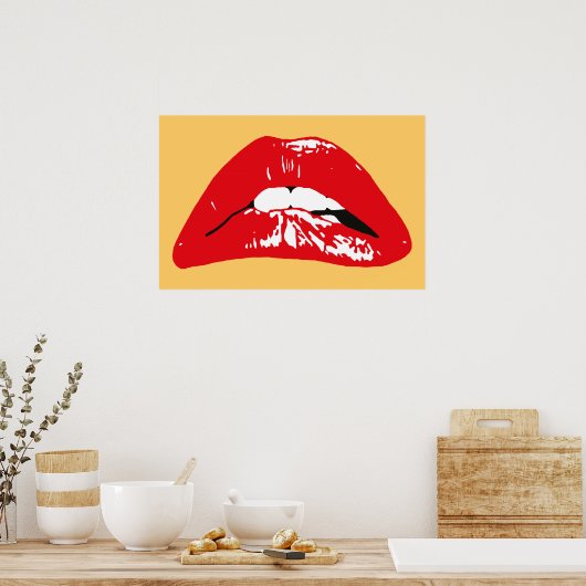 Sensual lippen die retro poster biting (Keuken)