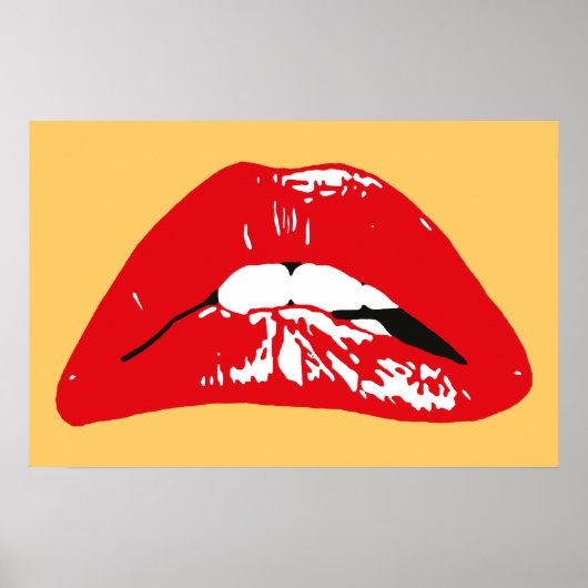 Sensual lippen die retro poster biting (Voorkant)